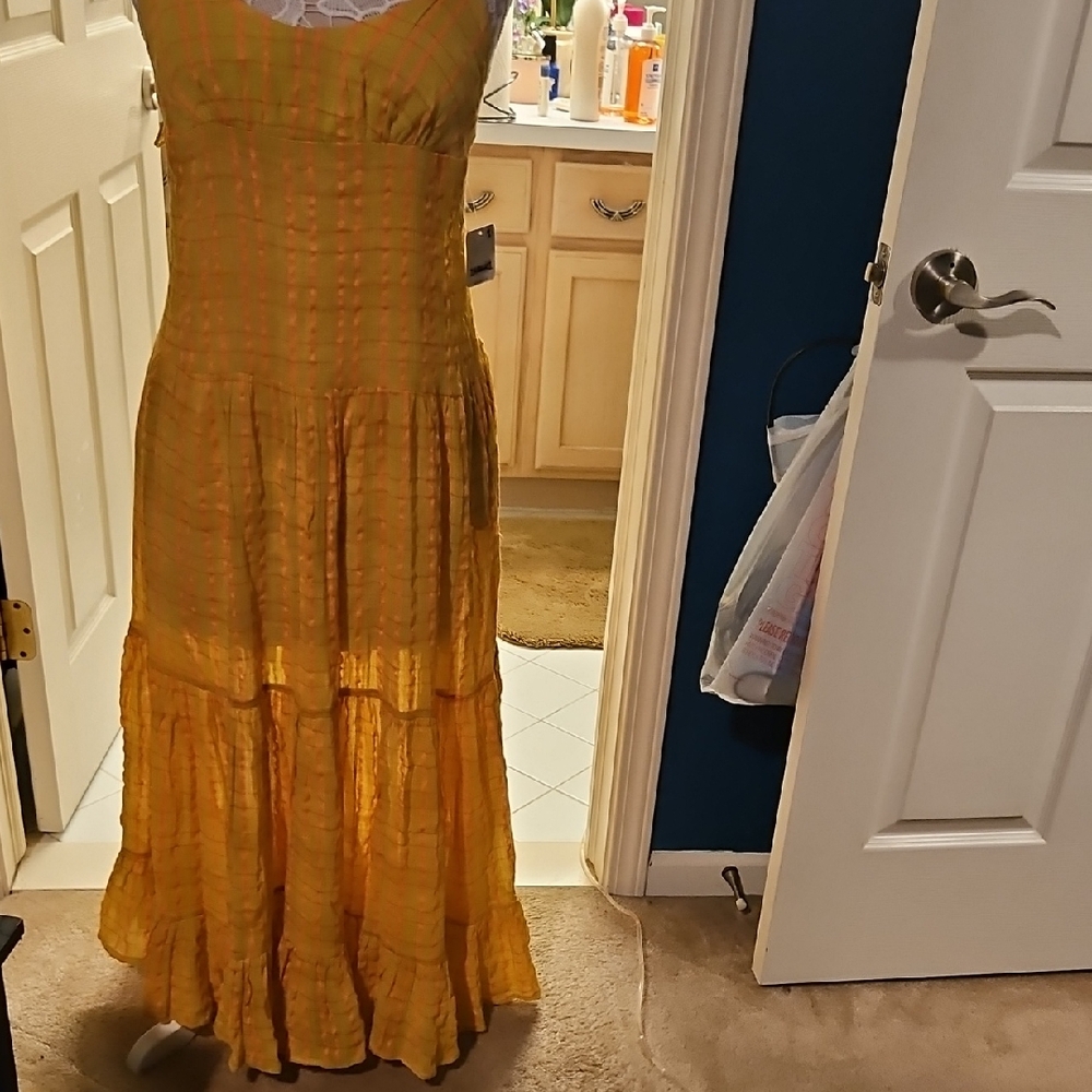 Free People Yellow Striped Maxi Dress